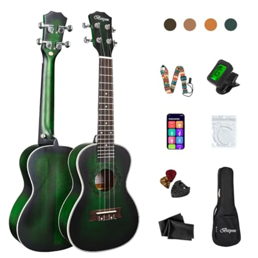 23 inches Ukulele for beginners, kids and adults, travel-friendly concert ukulele made of mahogany wood in green, includes tune
23 inches Ukulele for beginners, kids and adults, travel-friendly concert ukulele made of mahogany wood in green, includes tune