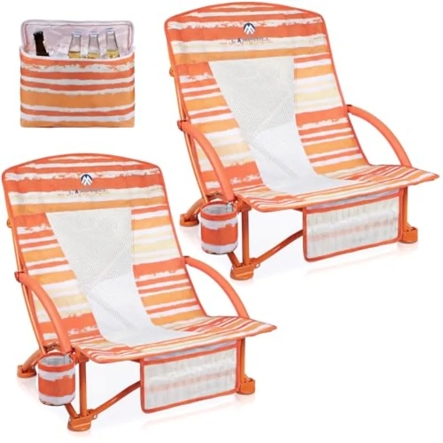 Beach Chairs for Adults 2 Pack, Heavy Duty Folding Low Back Camping Chairs w/Cooler Bag, Mesh Back, Cup Holder Storage Bag, Com
Beach Chairs for Adults 2 Pack, Heavy Duty Folding Low Back Camping Chairs w/Cooler Bag, Mesh Back, Cup Holder Storage Bag, Com
