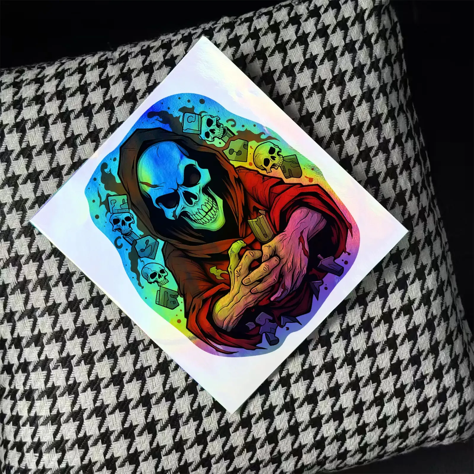 Holographic Grim Reaper Skull Waterproof Vinyl Sticker for Car Laptop Water Bottle Decor
Holographic Grim Reaper Skull Waterproof Vinyl Sticker for Car Laptop Water Bottle Decor