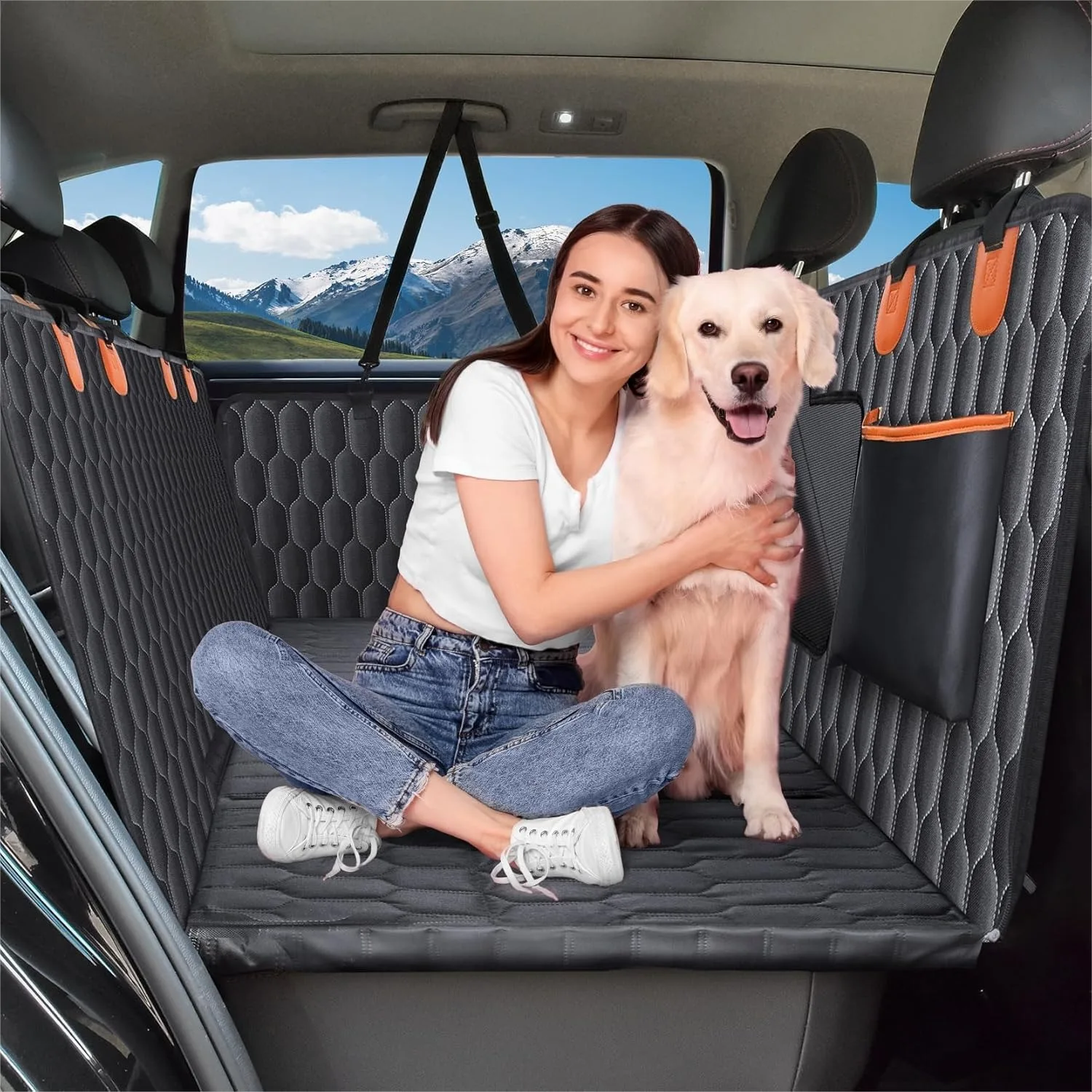 Dog Back Seat Extender for Car, 400lb Capacity Waterproof Hammock with Hard Bottom, Scratch Proof Nonslip Cover for SUVs
Dog Back Seat Extender for Car, 400lb Capacity Waterproof Hammock with Hard Bottom, Scratch Proof Nonslip Cover for SUVs