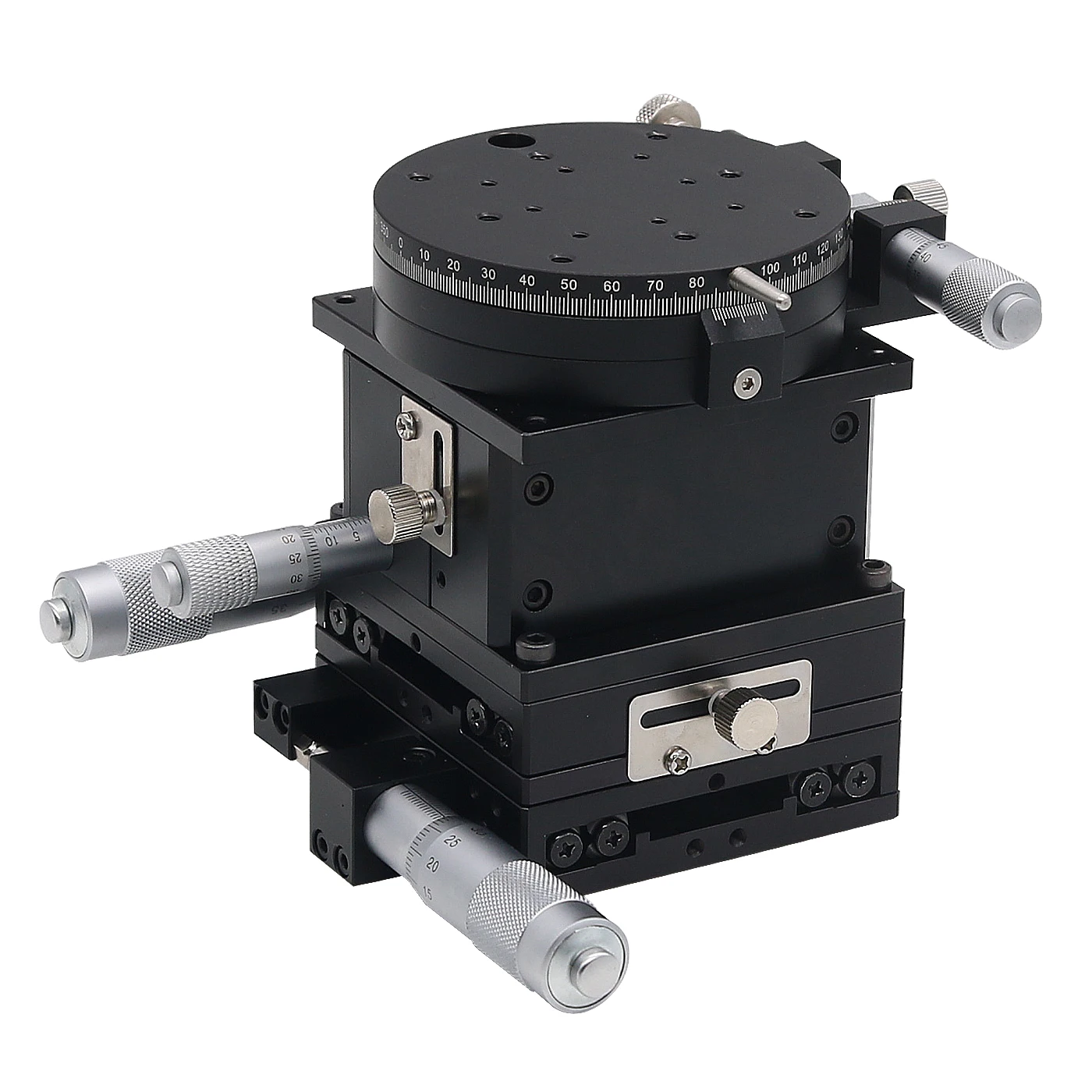 SEMXYZR-80 XYZR 4-Axis Micrometer Linear Stage 80x80mm Crossed Guide Rail Manual Linear Stage
SEMXYZR-80 XYZR 4-Axis Micrometer Linear Stage 80x80mm Crossed Guide Rail Manual Linear Stage