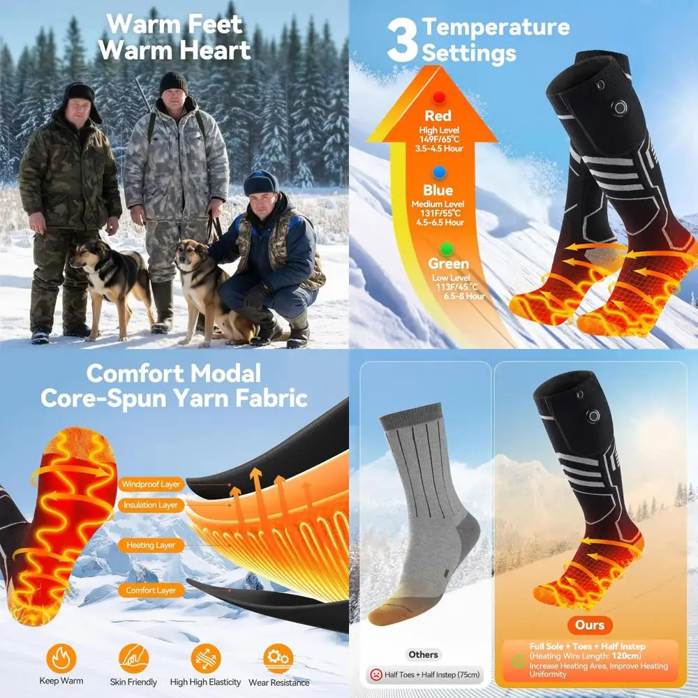 Heated Socks for Men Women, 5V 6000mAh Rechargeable Electric Heat Sock, Winter Foot Warmer Socks with 3 Heating Levels for Outdo
Heated Socks for Men Women, 5V 6000mAh Rechargeable Electric Heat Sock, Winter Foot Warmer Socks with 3 Heating Levels for Outdo