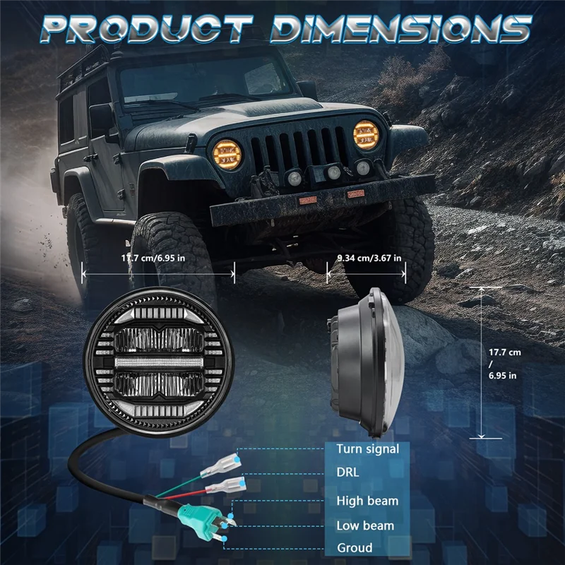 A03Q-LED Headlight 7Inch Round LED Pods Light Bar High/Low DRL H4 Work Light For Truck SUV ATV ,White+Amber Light
A03Q-LED Headlight 7Inch Round LED Pods Light Bar High/Low DRL H4 Work Light For Truck SUV ATV ,White+Amber Light