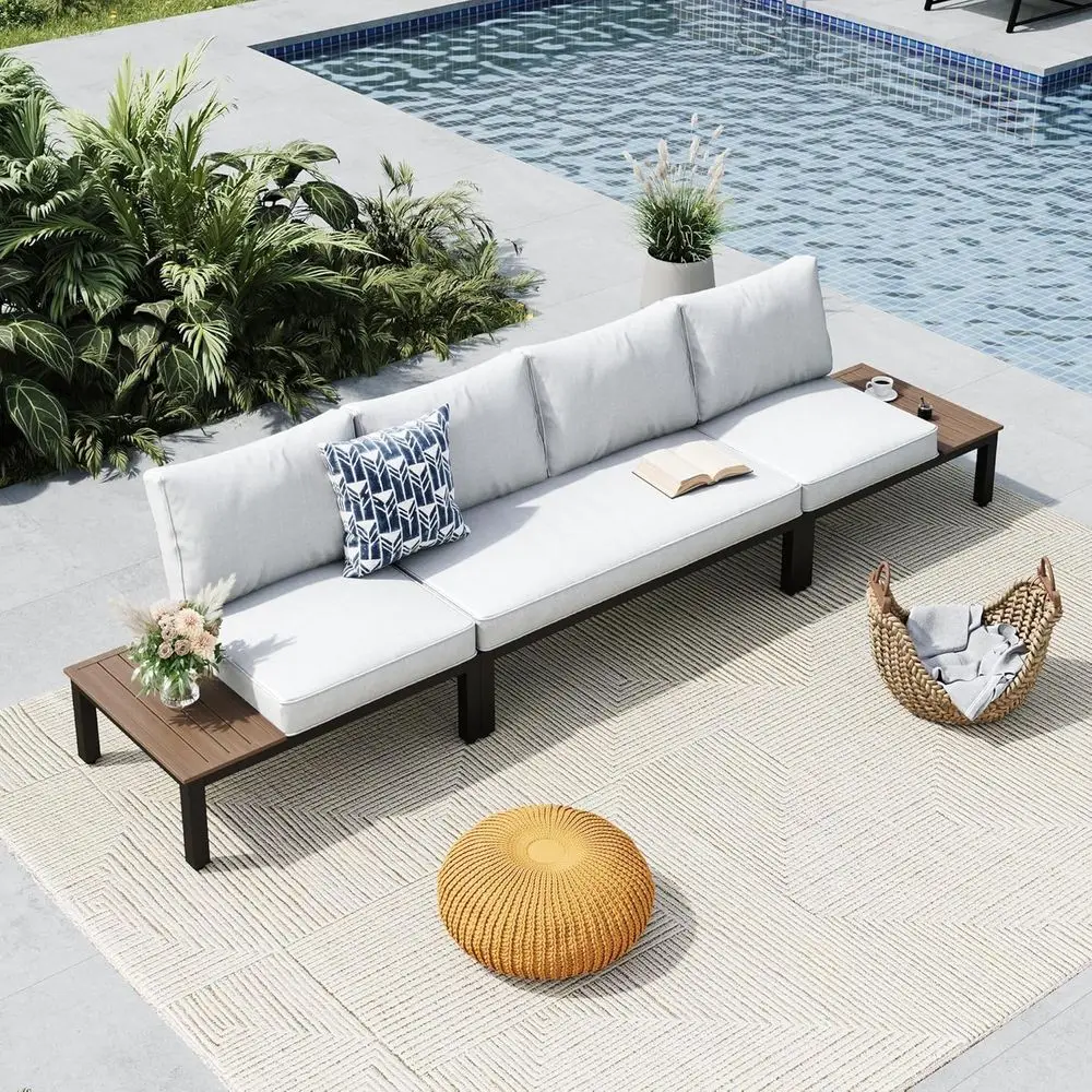 4-Seat Outdoor Metal Patio Sectional Sofa Set with Cushions for Garden, Poolside, Backyard
4-Seat Outdoor Metal Patio Sectional Sofa Set with Cushions for Garden, Poolside, Backyard