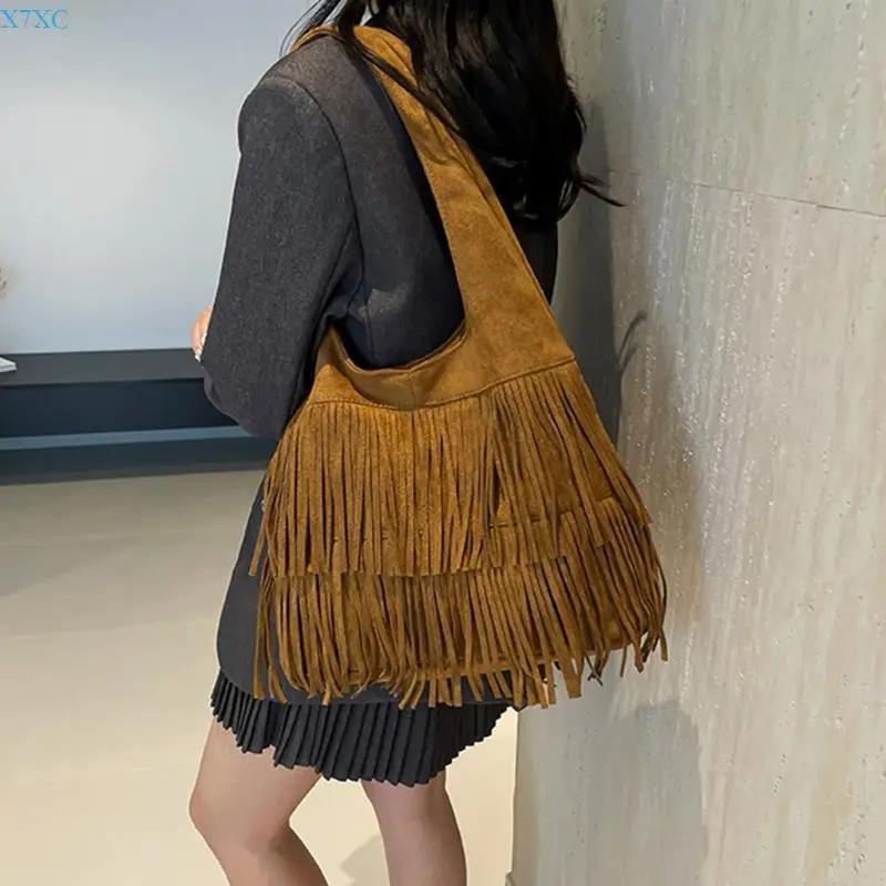 X7XC Practical Shoulder Bag Retro Tassels Soft Handbag Top Handel Bag Underarm Purse
X7XC Practical Shoulder Bag Retro Tassels Soft Handbag Top Handel Bag Underarm Purse