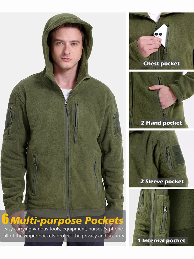 Men's Hunting Fleece Jacket Hiking Hunting Outdoor Fleece Tactical Jacket Winter Warm Full Zip Military Hoodies Multi-Pockets 34 S1586c788d65140938dacf9d795aeea021