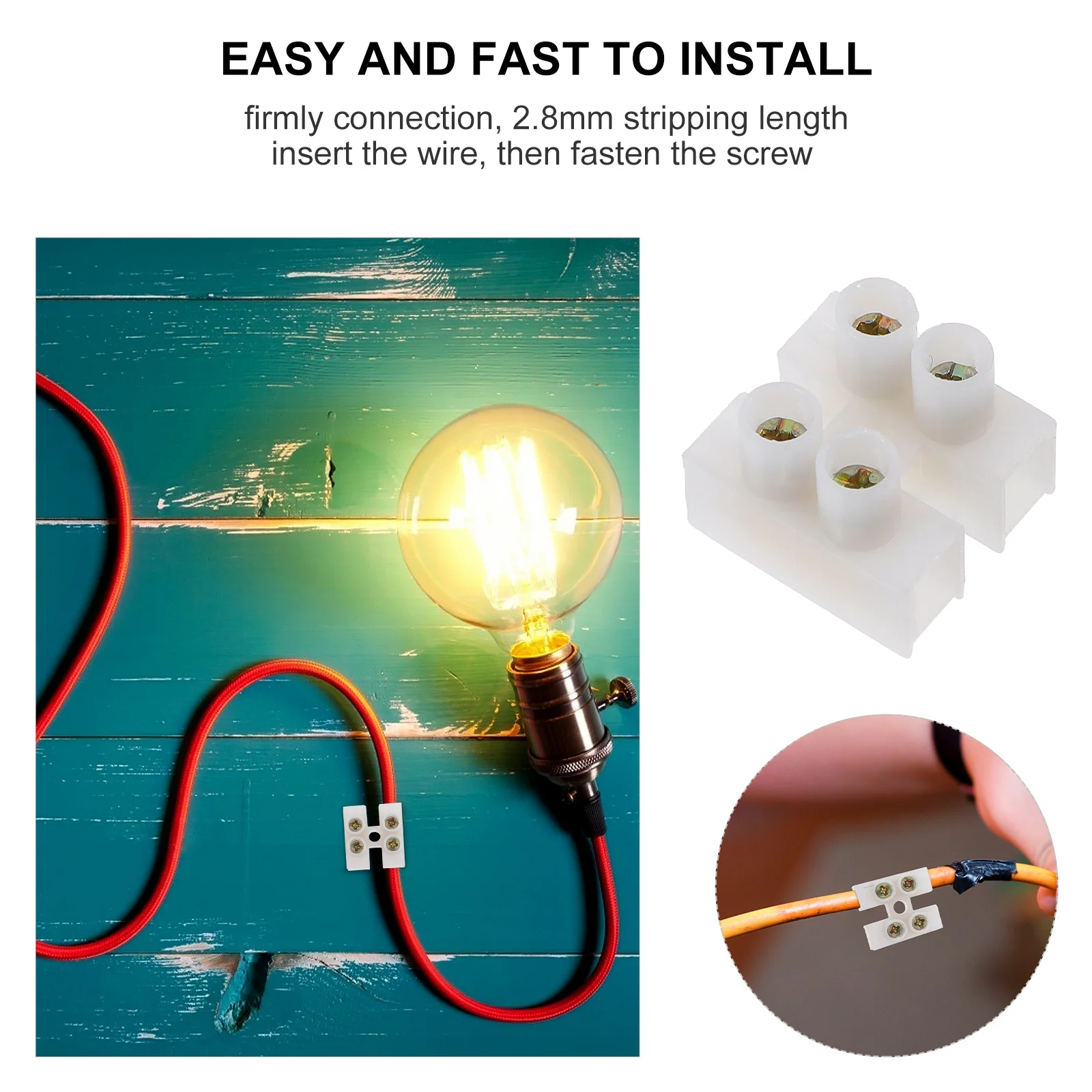 30Pcs Terminal Block Screw Type Quick Connector 2 Position Wire Connector 10a for Electrical Wiring Lighting Motor Power Supply
30Pcs Terminal Block Screw Type Quick Connector 2 Position Wire Connector 10a for Electrical Wiring Lighting Motor Power Supply