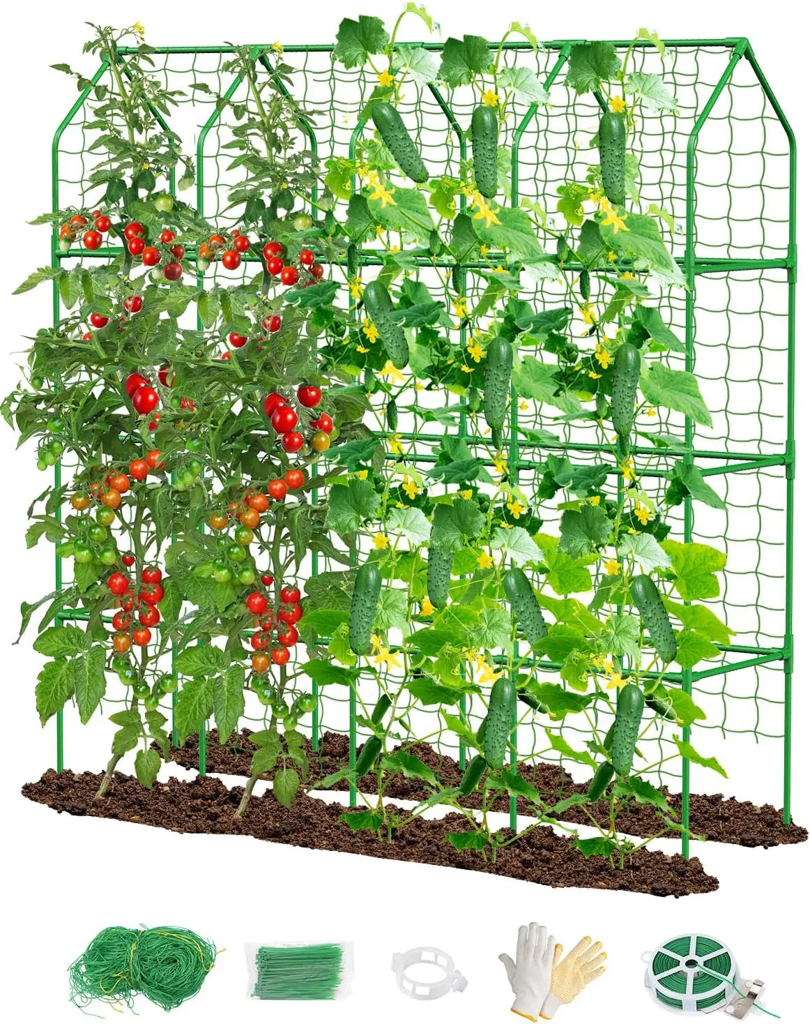 65" Cucumber Trellis for Climbing Plants Outdoor, Metal Garden Trellis for Raised Bed, Plant Support Structures with Net
65" Cucumber Trellis for Climbing Plants Outdoor, Metal Garden Trellis for Raised Bed, Plant Support Structures with Net