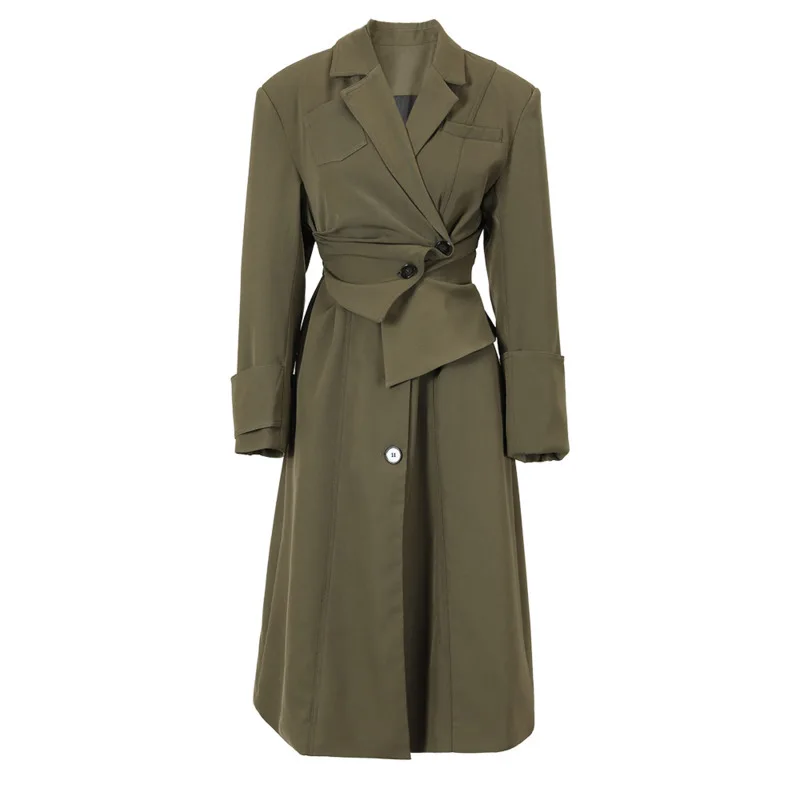 2025 Dark Green Irregular Trench Coat Women Big Size New Lapel Long Sleeve Outerwear Loose Fit Windbreaker Spring Winter Jacket
2025 Dark Green Irregular Trench Coat Women Big Size New Lapel Long Sleeve Outerwear Loose Fit Windbreaker Spring Winter Jacket