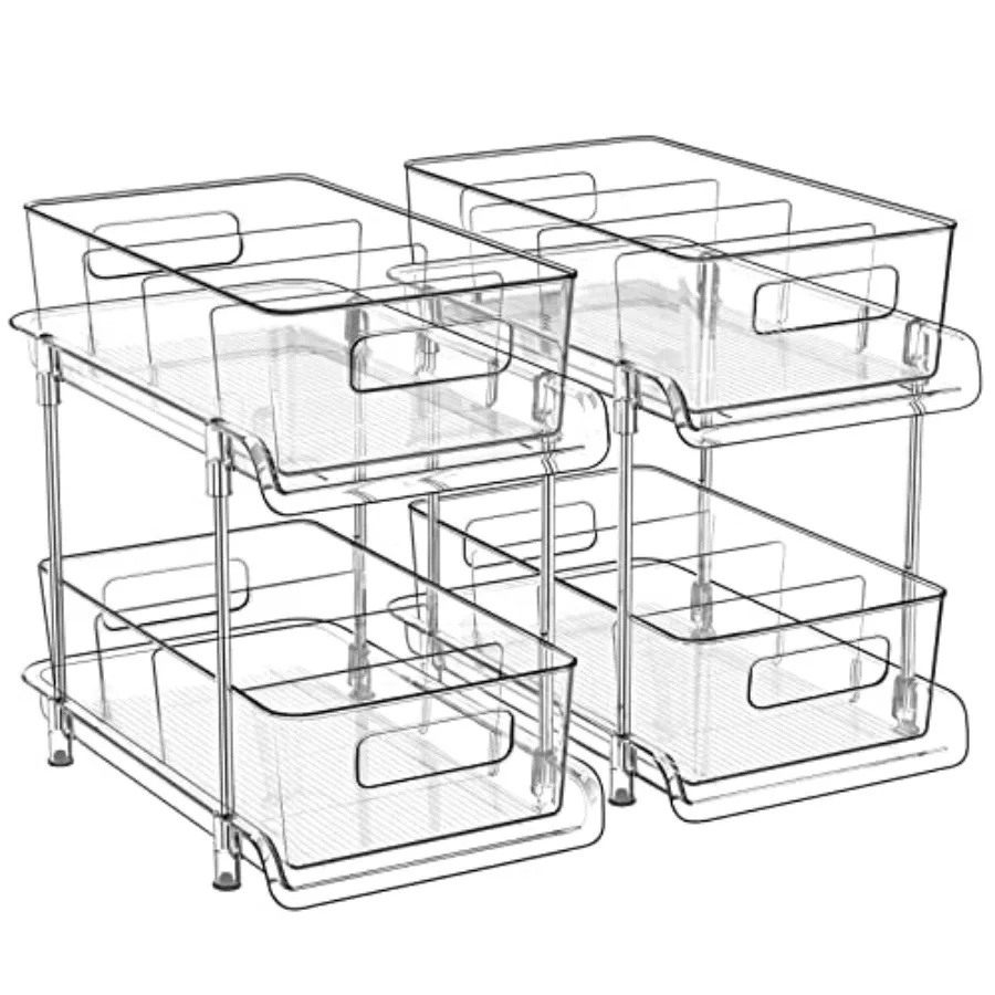 2-Tier Bathroom Organizer with Dividers, Clear Under Sink and Pull-Out Cabinet Organizer for Kitchen and Pantry Storage
2-Tier Bathroom Organizer with Dividers, Clear Under Sink and Pull-Out Cabinet Organizer for Kitchen and Pantry Storage