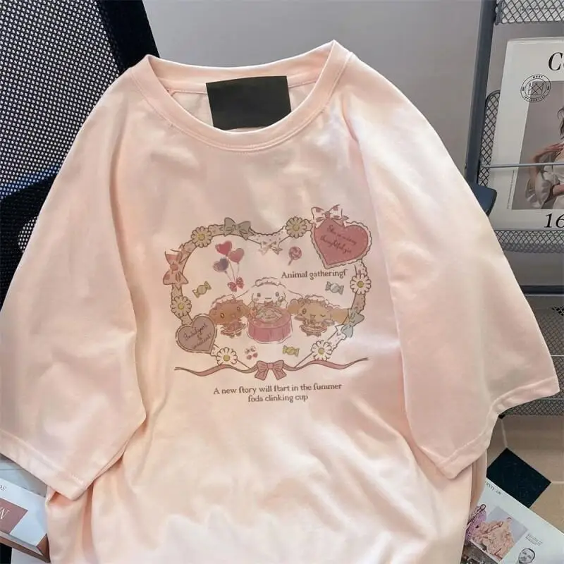 Sanrio Cinnamoroll Short Sleeve T Shirt Cotton For Women Summer 2024 New Japanese Style Sweet Versatile Niche College Style
Sanrio Cinnamoroll Short Sleeve T Shirt Cotton For Women Summer 2024 New Japanese Style Sweet Versatile Niche College Style