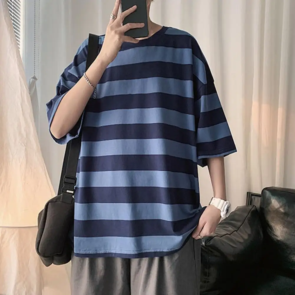 Men Summer Street Striped T-shirt with Soft Fabric College Style Short-sleeved T-shirt Oversized Men's T-shirt
Men Summer Street Striped T-shirt with Soft Fabric College Style Short-sleeved T-shirt Oversized Men's T-shirt