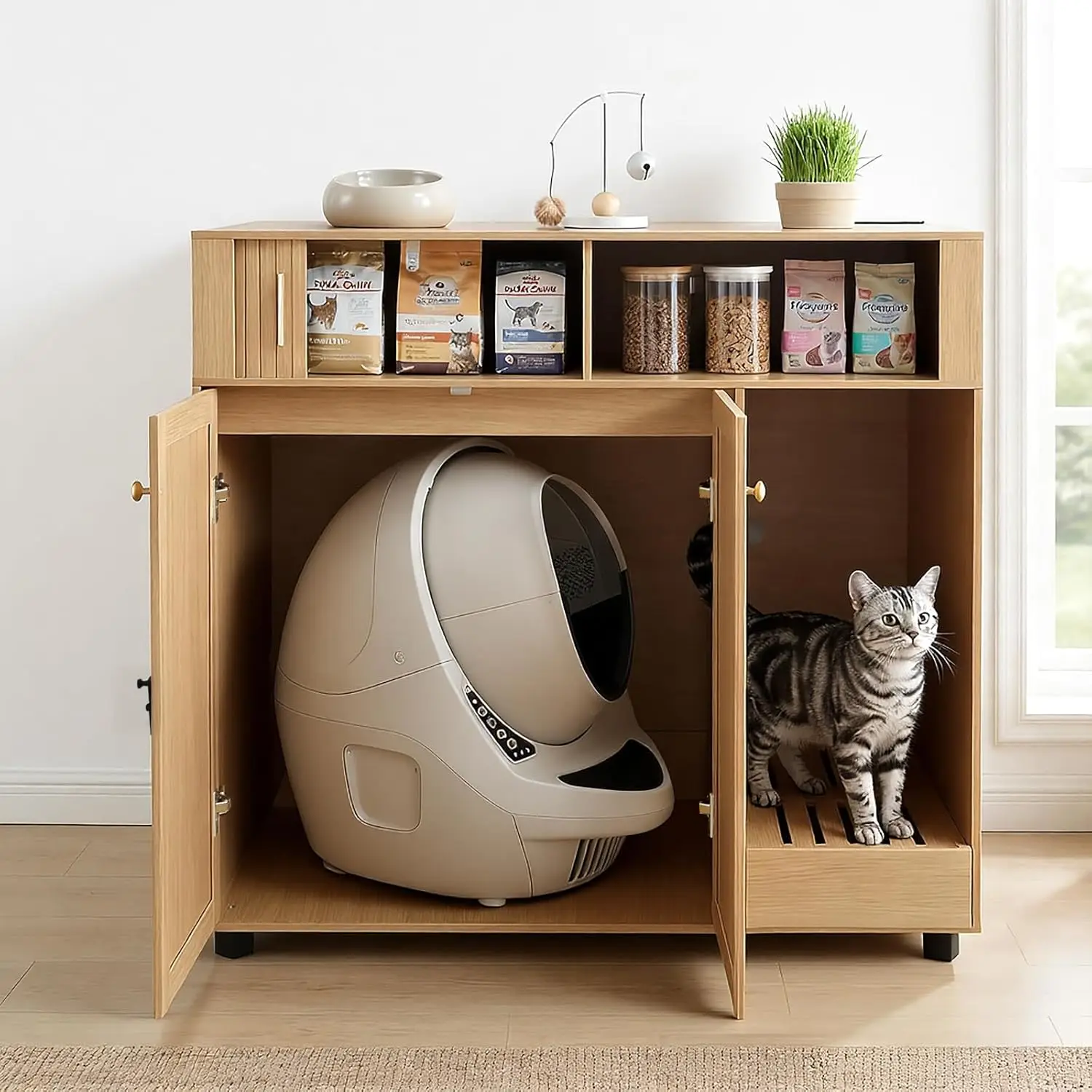 Large Enclosure Furniture w/ Storage & Charging Station for Indoor Cats 43.3x26.4x39.8 Inches, Custom
Large Enclosure Furniture w/ Storage & Charging Station for Indoor Cats 43.3x26.4x39.8 Inches, Custom