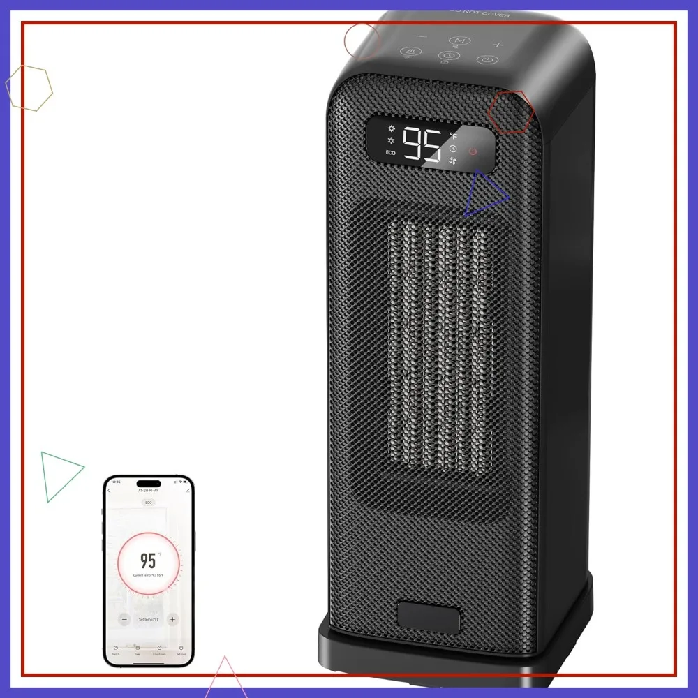 Умный портативный обогреватель с Wi-Fi и голосовым управлением, термостатом, таймером на 12 часов, 4 режимами, тихий (36 дБ) для дома, офиса, спальни
Умный портативный обогреватель с Wi-Fi и голосовым управлением, термостатом, таймером на 12 часов, 4 режимами, тихий (36 дБ) для дома, офиса, спальни