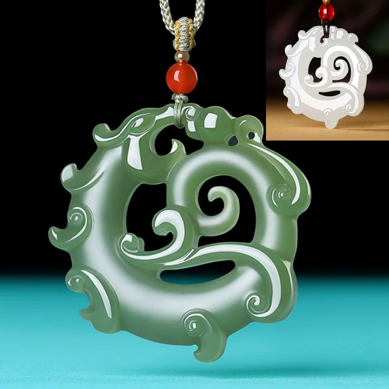 Hetian green-white -shaped , men's hollow , imitation necklace, women's jade pendant
Hetian green-white -shaped , men's hollow , imitation necklace, women's jade pendant