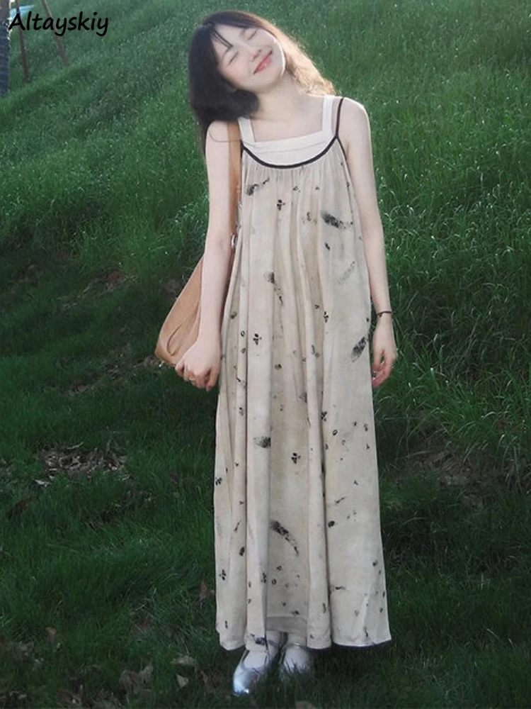 Vintage Prints Long Dresses for Women Loose Casual Female Holiday Sundress Korean Fashion Strap Dress Summer Vestidos De Mujer
Vintage Prints Long Dresses for Women Loose Casual Female Holiday Sundress Korean Fashion Strap Dress Summer Vestidos De Mujer