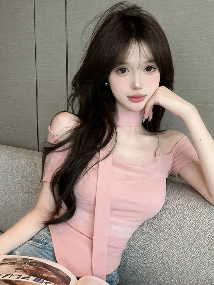 Sweet Sexy Mesh Short Sleeve T-Shirt Women Summer Shoulder Bared Slimming Short Length Top Pure Desire Elegant Style Citywalk
Sweet Sexy Mesh Short Sleeve T-Shirt Women Summer Shoulder Bared Slimming Short Length Top Pure Desire Elegant Style Citywalk