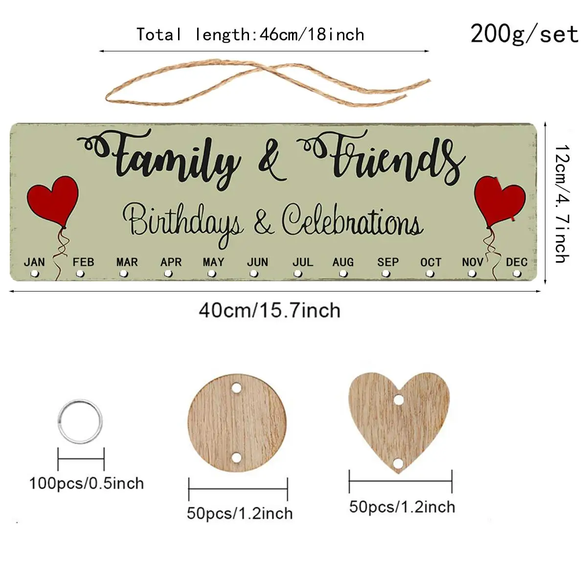 Wooden Calendar 50 Cards Round Wooden Hanging Calendar Board Heart DIY String Birthday Planner Notice Home Decor
Wooden Calendar 50 Cards Round Wooden Hanging Calendar Board Heart DIY String Birthday Planner Notice Home Decor