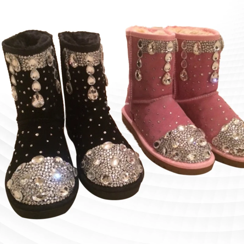 Heavy diamond accessories banquet party fur one snow boots handmade custom large size thick casual women's cotton shoes 35-44
Heavy diamond accessories banquet party fur one snow boots handmade custom large size thick casual women's cotton shoes 35-44