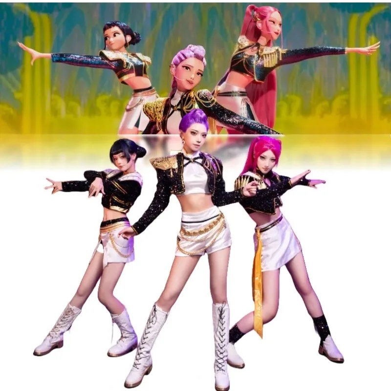 KPop Mira Zoey Rumi Cosplay Costume Demon Hunters Black Gold Stage Uniform for Women Girls Huntrix Performance Outfit Halloween
KPop Mira Zoey Rumi Cosplay Costume Demon Hunters Black Gold Stage Uniform for Women Girls Huntrix Performance Outfit Halloween