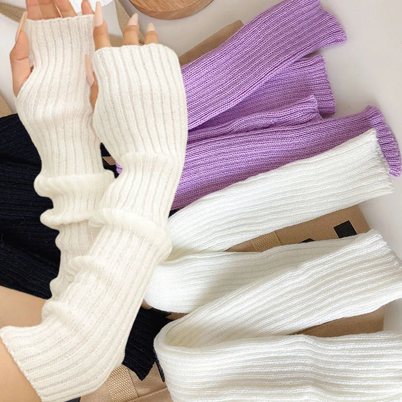 Women's Winter Knitted Warm Arm Sleeves Thicken Arm Warmers Solid Color Long Sleeve Half-finger Glove Gothic Fingerless Mitten
Women's Winter Knitted Warm Arm Sleeves Thicken Arm Warmers Solid Color Long Sleeve Half-finger Glove Gothic Fingerless Mitten
