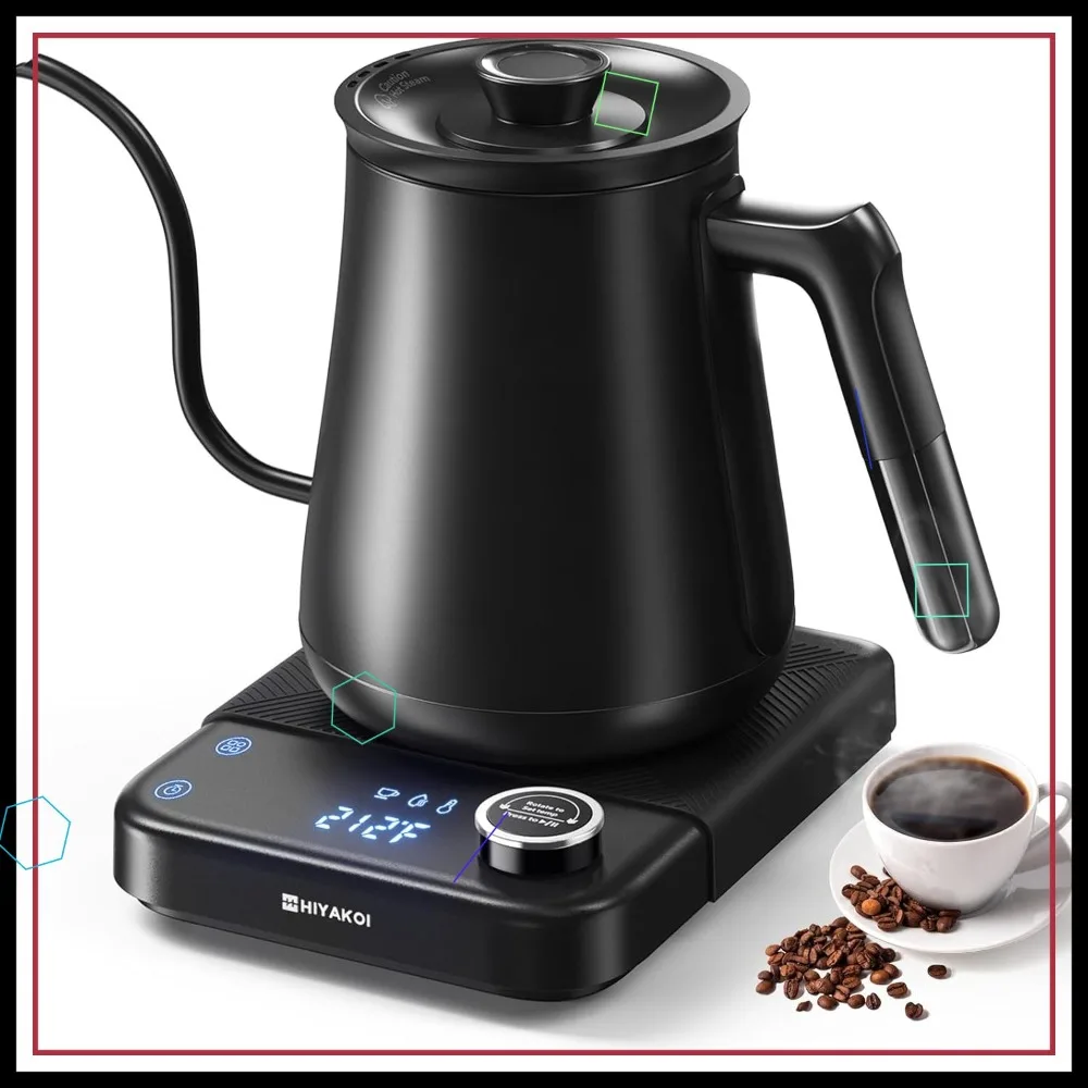Gooseneck Electric Kettle with ±1℉ Temp Control, 1200W Fast Heating, 12H Keep Warm & Timer, 0.8L/27oz for Coffee & Tea
Gooseneck Electric Kettle with ±1℉ Temp Control, 1200W Fast Heating, 12H Keep Warm & Timer, 0.8L/27oz for Coffee & Tea