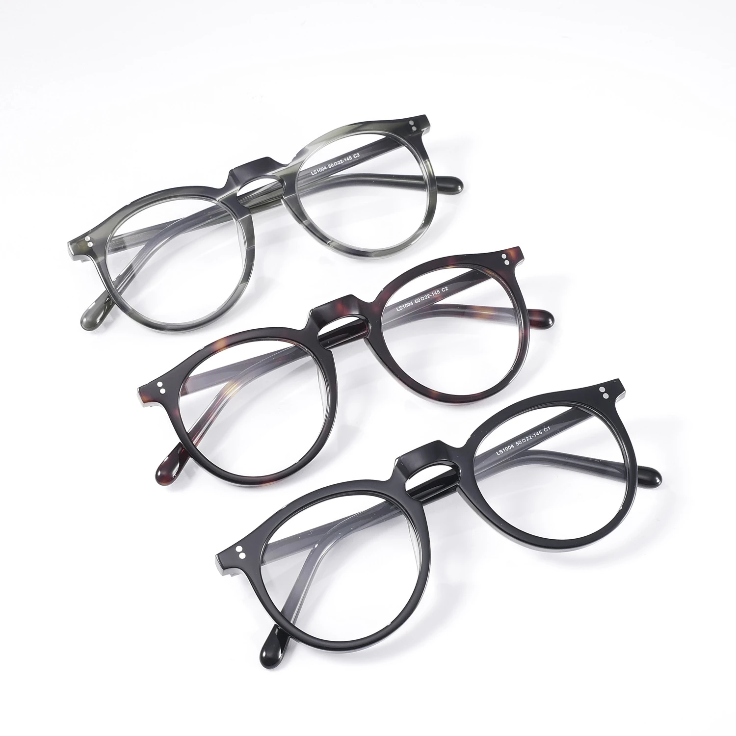 Retro acetate fiber eyeglass frame 1004 circular black eyeglass frame can be paired with prescription glasses
Retro acetate fiber eyeglass frame 1004 circular black eyeglass frame can be paired with prescription glasses
