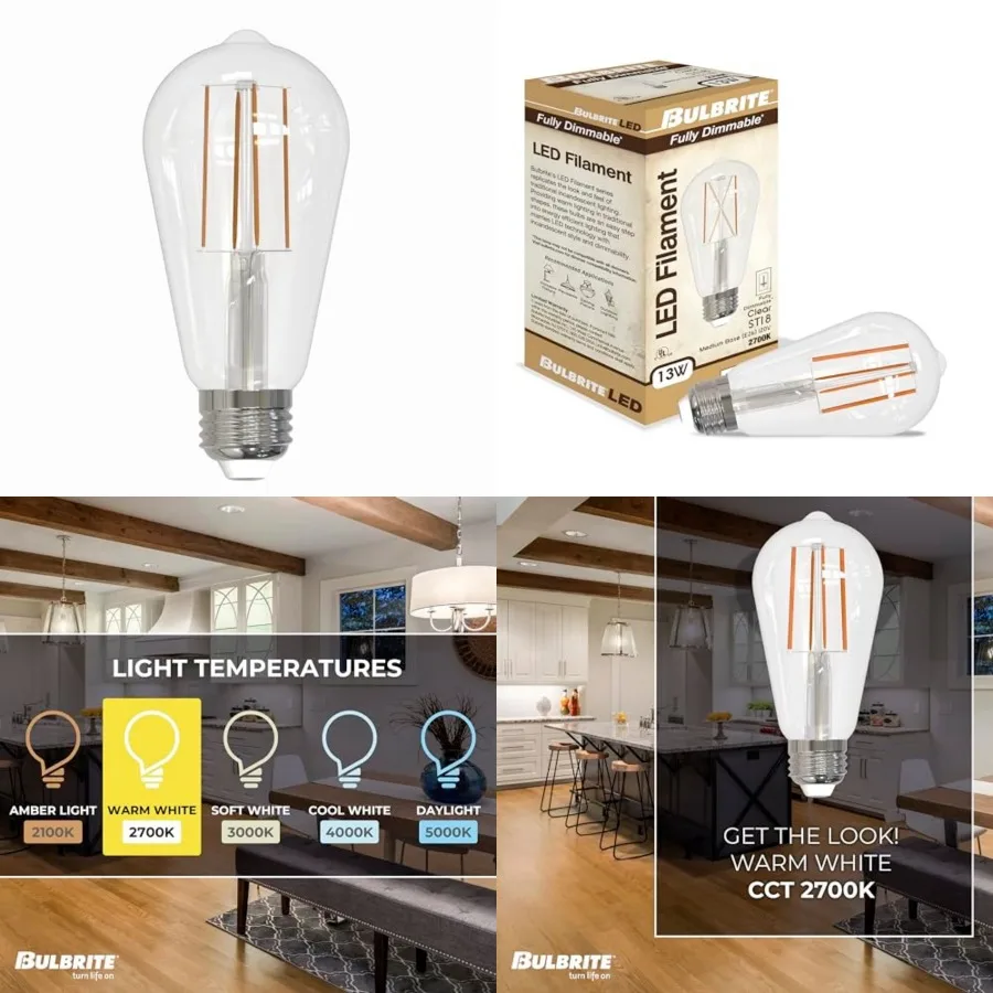 8.5 Watt Dimmable Clear Filament ST8/ ST9 Medium E26 LED Bulb - 850 Lumens, 3000K, and 90 CRI
8.5 Watt Dimmable Clear Filament ST8/ ST9 Medium E26 LED Bulb - 850 Lumens, 3000K, and 90 CRI