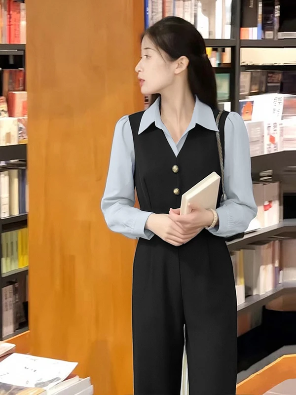 Slimming One-Piece Suit with Belt High Waist Wide Leg Pants Versatile Elegant Long Pants Polyester Fiber Spring 2026
Slimming One-Piece Suit with Belt High Waist Wide Leg Pants Versatile Elegant Long Pants Polyester Fiber Spring 2026