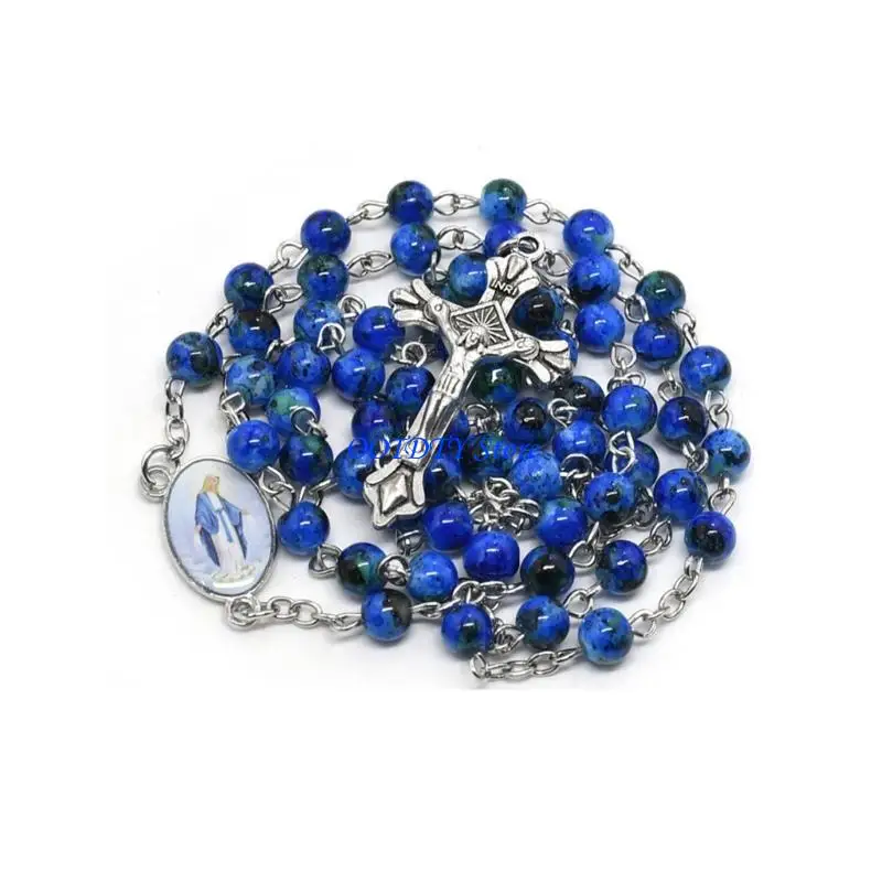 367A Catholic Glass Beads Rosary Necklace Pendant Fashion Religious Jewelry Gift for Women Unisex Baptism Player
367A Catholic Glass Beads Rosary Necklace Pendant Fashion Religious Jewelry Gift for Women Unisex Baptism Player