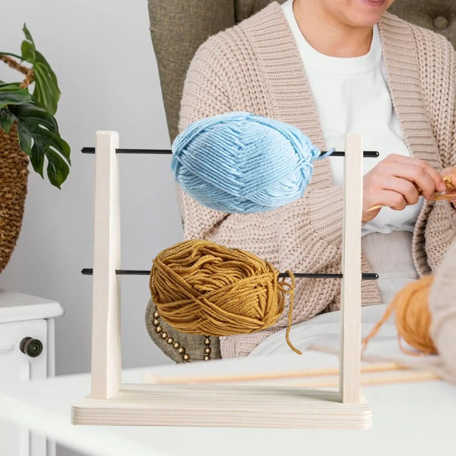 Double Spindle Revolving Yarn Rolling Holder Winding Wooden Thread Organizer for Crochet and Craft Supplies
Double Spindle Revolving Yarn Rolling Holder Winding Wooden Thread Organizer for Crochet and Craft Supplies
