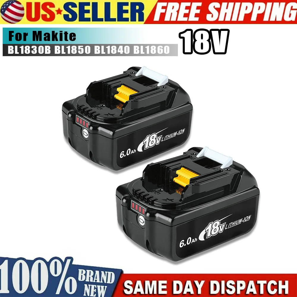 2 Pack Replacement 18V 6.0AH Battery Compatible with BL1850B BL1850 BL1840 with LED Indicator Multiple Protections
2 Pack Replacement 18V 6.0AH Battery Compatible with BL1850B BL1850 BL1840 with LED Indicator Multiple Protections