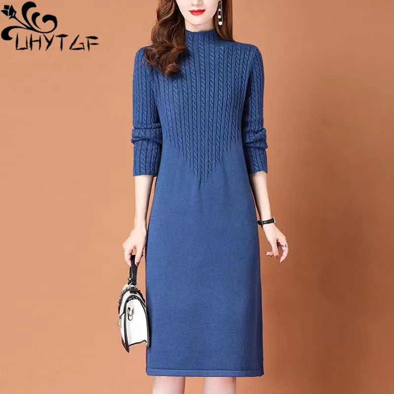 Thick Half Turtleneck Knitted Sweater Dress Elegant Korean Midi Dresses Women Fall Winter Vestidos Casual Knitwear Elbise New
Thick Half Turtleneck Knitted Sweater Dress Elegant Korean Midi Dresses Women Fall Winter Vestidos Casual Knitwear Elbise New