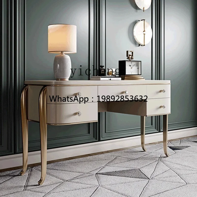 W12- French light luxury all solid wood desk American champagne gold dresser computer table and chair combination
W12- French light luxury all solid wood desk American champagne gold dresser computer table and chair combination