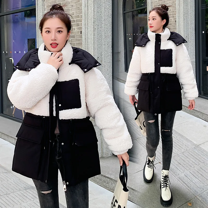 Women Lamb Wool Splice Thicken Warm Coats 2023 Winter Jacket Female Loose Down Cotton Coat Womens Hooded Puffer Parkas Snow Wear
Women Lamb Wool Splice Thicken Warm Coats 2023 Winter Jacket Female Loose Down Cotton Coat Womens Hooded Puffer Parkas Snow Wear