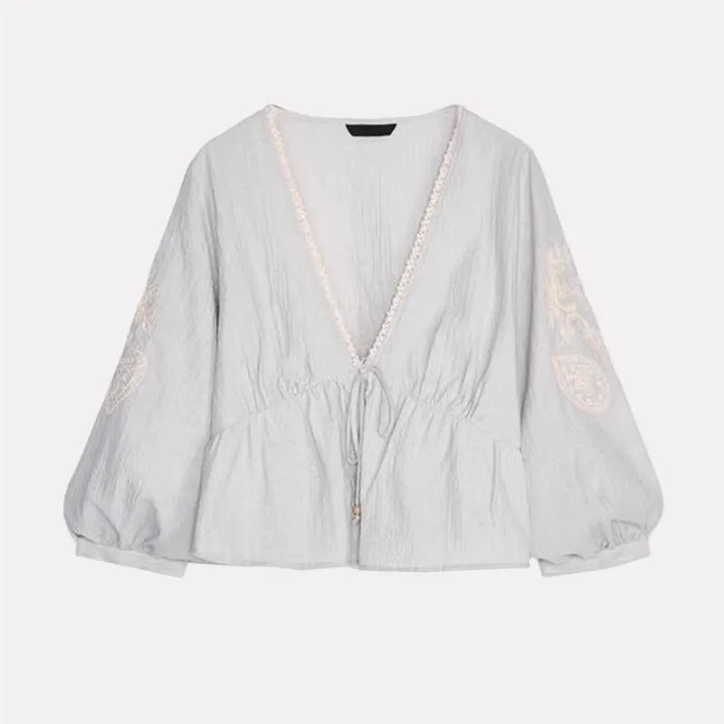 Ele Embroidered V-Ne ort Top for Women Summer New Sle Vaion Wind Sli Commute Straight Tube Long Sve Pure ...
Ele Embroidered V-Ne ort Top for Women Summer New Sle Vaion Wind Sli Commute Straight Tube Long Sve Pure ...