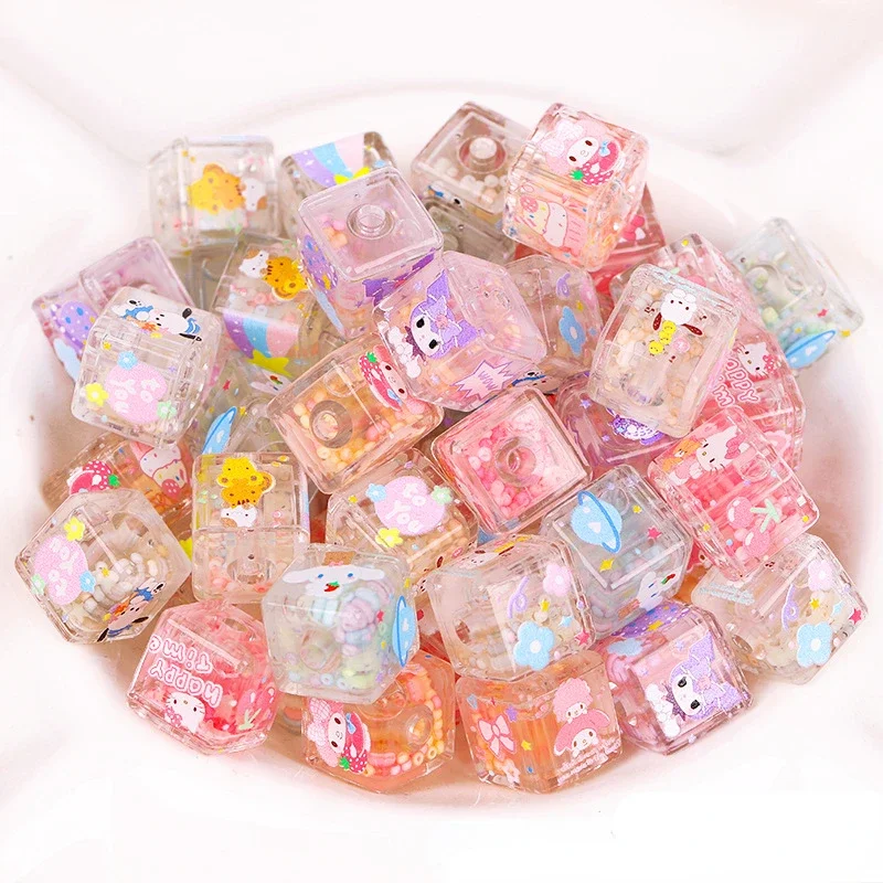 Sanrio Cartoon Kuromi Melody Transparent Square Acrylic Beads in Oil Flowing Sand DIY Bracelet Headrope Girl Jewelry Accessories
Sanrio Cartoon Kuromi Melody Transparent Square Acrylic Beads in Oil Flowing Sand DIY Bracelet Headrope Girl Jewelry Accessories