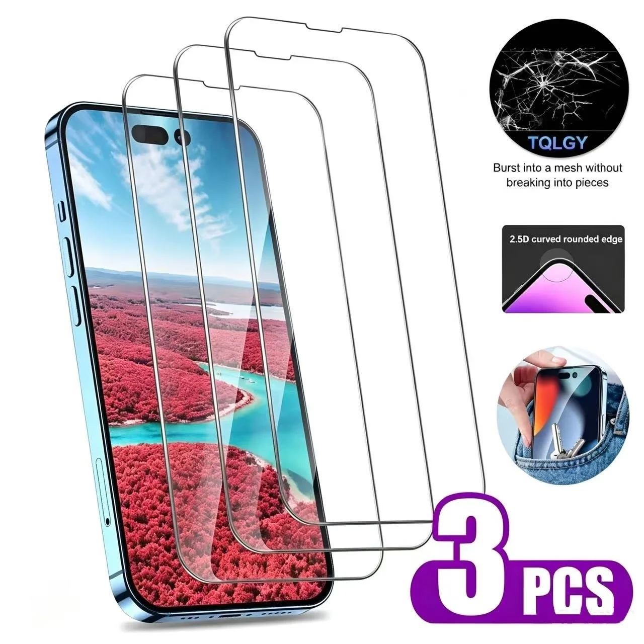 Защитное стекло (3 шт.) для iPhone 16, 15, 14, 13, 12, 11 Pro Max, XR, X, XS, 17 Pro Max, а также для iPhone 14, 15 Plus, 13 Mini
Защитное стекло (3 шт.) для iPhone 16, 15, 14, 13, 12, 11 Pro Max, XR, X, XS, 17 Pro Max, а также для iPhone 14, 15 Plus, 13 Mini