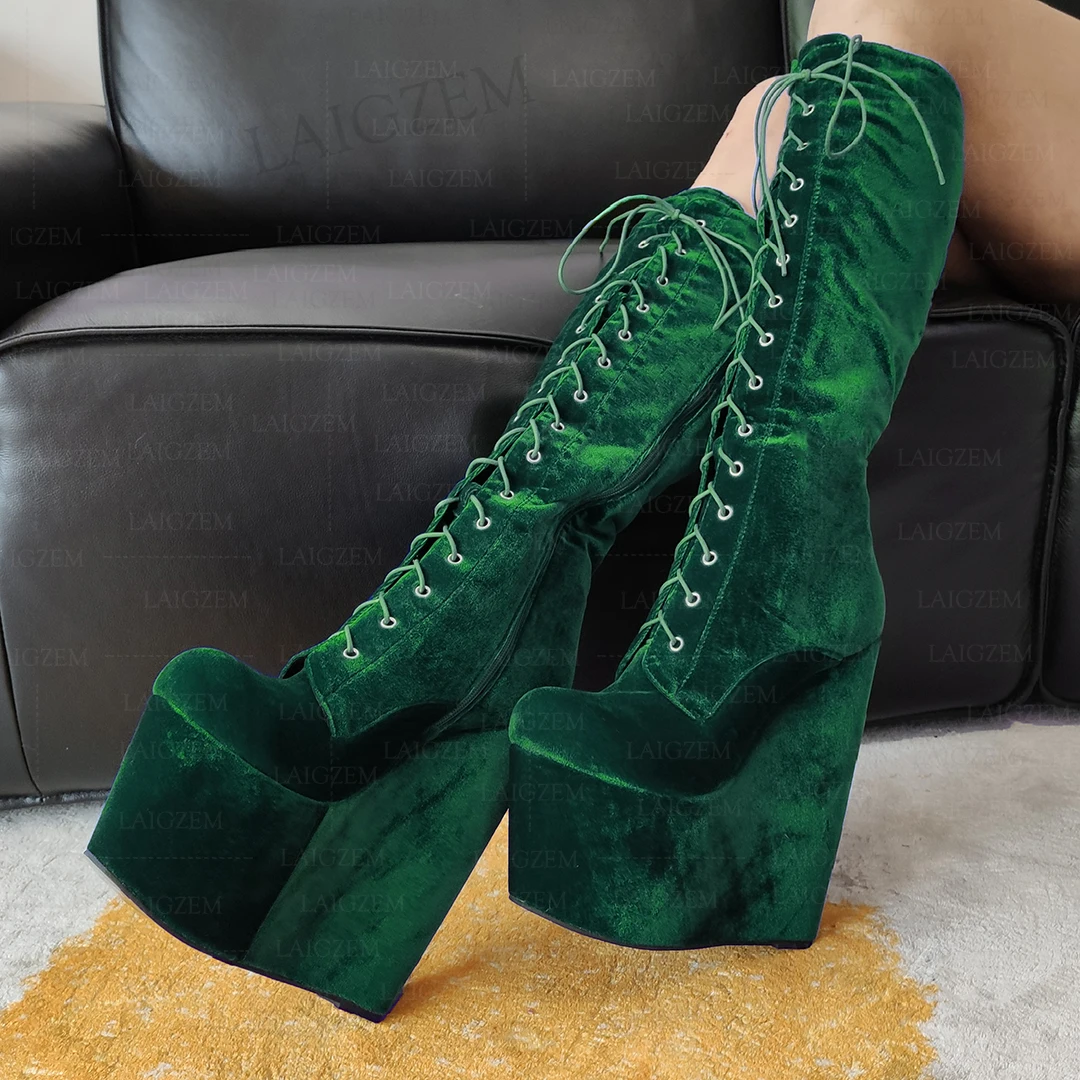 ZHIMA Women Knee High Boots 20cm High Heels Platform Wedges Side Zip Up Tall Boots Handmade Shoes Woman Big Size 37 41 43 45 48
ZHIMA Women Knee High Boots 20cm High Heels Platform Wedges Side Zip Up Tall Boots Handmade Shoes Woman Big Size 37 41 43 45 48