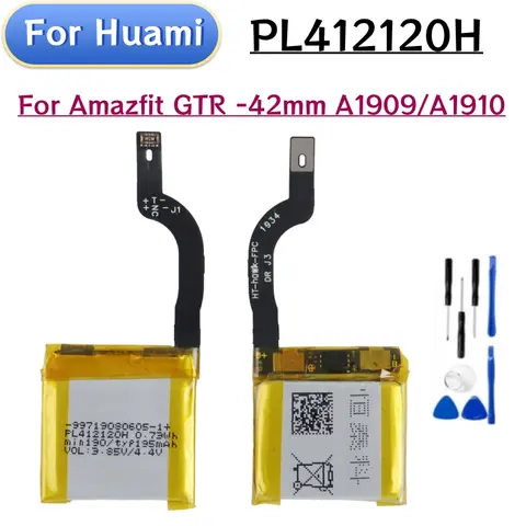 Original PL412120H battery For Huami Amazfit GTR 42MM A1909 A1910 195mAh PL412120H Battery Replacement Smart Watch Battery