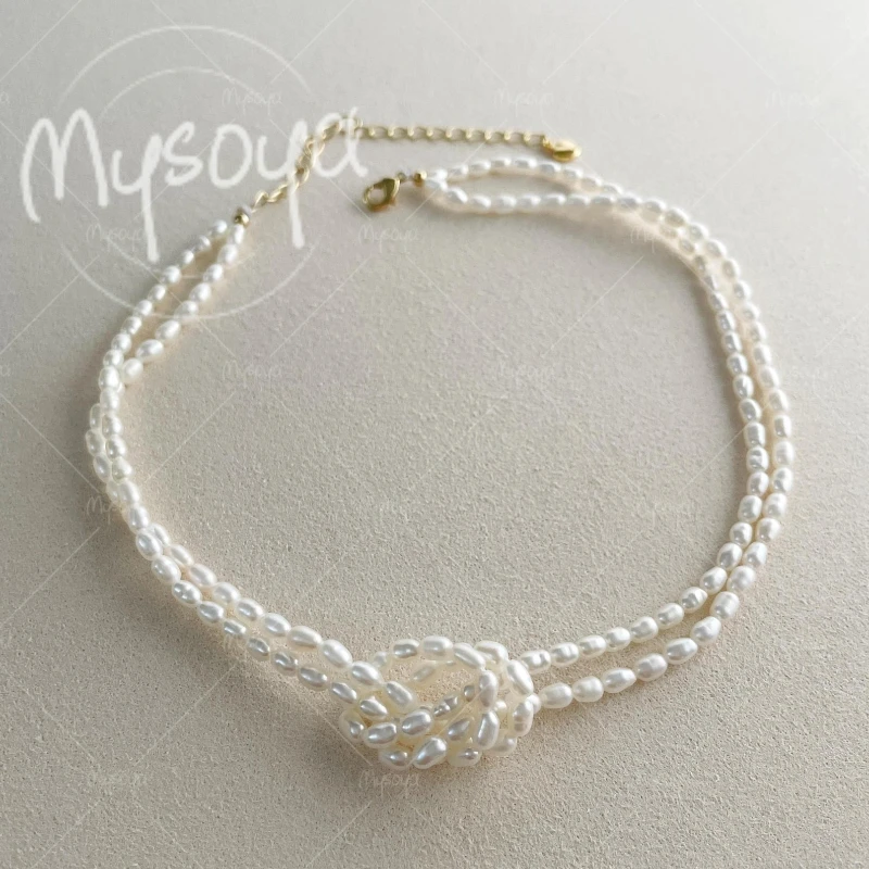 MYSOYA 3-4mm Double-layer White Rice-shaped Freshwater Pearl Knot Design Necklace,for Birthday/ Wedding/ Mother's Day Gift A0800
MYSOYA 3-4mm Double-layer White Rice-shaped Freshwater Pearl Knot Design Necklace,for Birthday/ Wedding/ Mother's Day Gift A0800