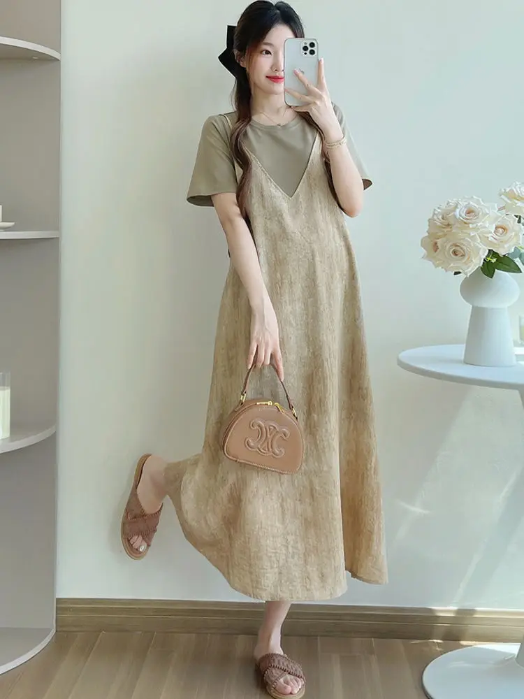 plus Size Casual Loose Women's Dress Short Sleeve Splice High Waist A-Line Skirt Korean Style Commute Wind Summer Dress
plus Size Casual Loose Women's Dress Short Sleeve Splice High Waist A-Line Skirt Korean Style Commute Wind Summer Dress