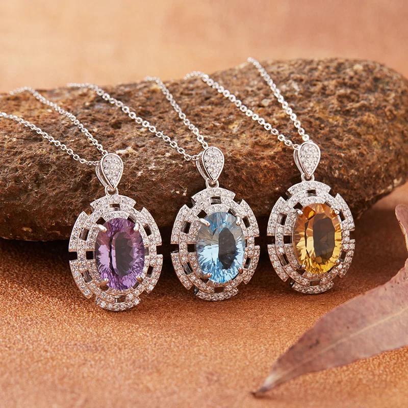s925Pure Silver Colorful Gemstone Necklace for Women Natural Topaz Citrine Amethyst Pendant Live Jewelry Hot Sale Wholesale
s925Pure Silver Colorful Gemstone Necklace for Women Natural Topaz Citrine Amethyst Pendant Live Jewelry Hot Sale Wholesale
