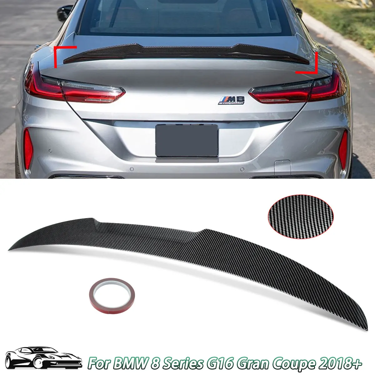 Rear Lip Spoiler Wing Compatible with BMW 8 Series G16 840i 4D Gran Coupe 2018-2024 M4 Style Rear Tail Wing 2 Colors Options
Rear Lip Spoiler Wing Compatible with BMW 8 Series G16 840i 4D Gran Coupe 2018-2024 M4 Style Rear Tail Wing 2 Colors Options