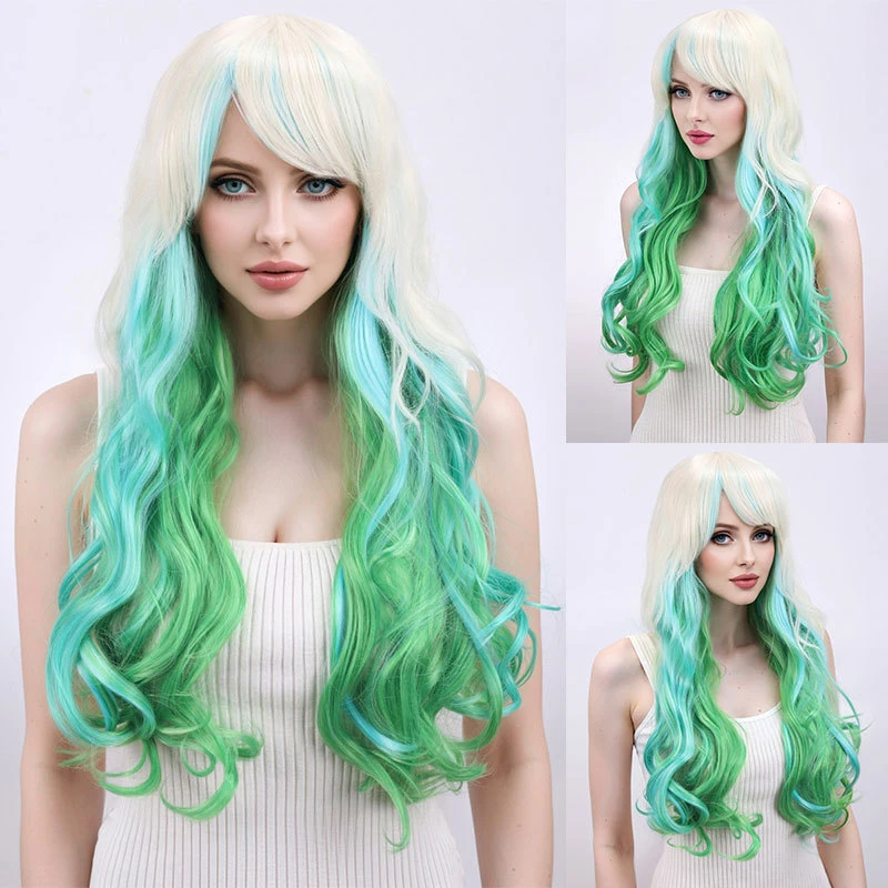 European American fashion lolita headpiece long curly hair Halloween mixed color white and blue gradient cosplay wig ori
European American fashion lolita headpiece long curly hair Halloween mixed color white and blue gradient cosplay wig ori