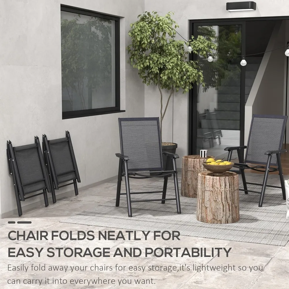 Set of 4 Patio Folding Chairs, Stackable Outdoor Sling Patio Dining Chairs with Armrests, Customized
Set of 4 Patio Folding Chairs, Stackable Outdoor Sling Patio Dining Chairs with Armrests, Customized
