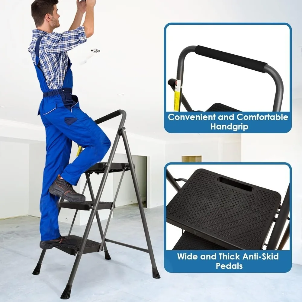 Sheds & Storage Folding 3 Step Ladder Stool with Anti Slip Wide Pedal and Handgrip 500lbs Capacity Steel Household Office Grey
Sheds & Storage Folding 3 Step Ladder Stool with Anti Slip Wide Pedal and Handgrip 500lbs Capacity Steel Household Office Grey