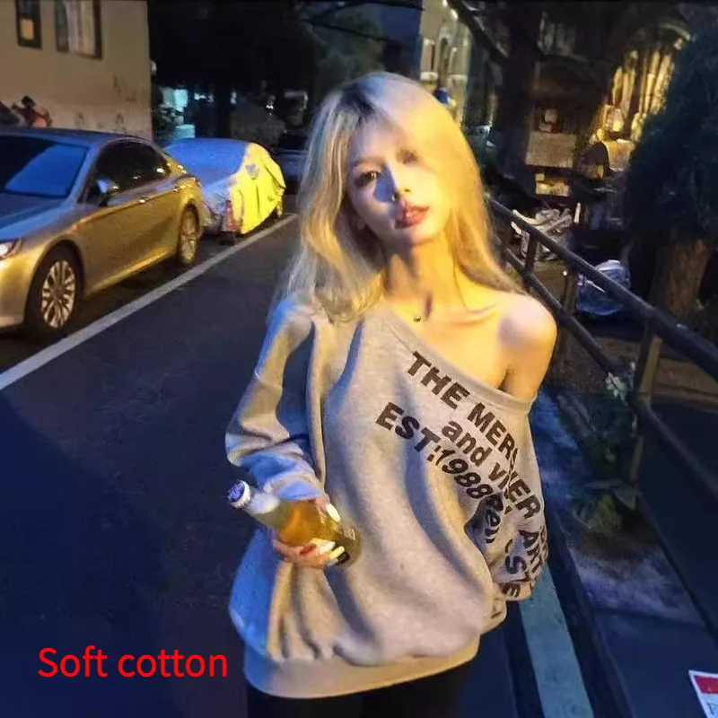 Women Retro Cotton Irregular Shoulder Sweatshirt Letter Print High Street Medium Length Top American Style Oversized Hoodie
Women Retro Cotton Irregular Shoulder Sweatshirt Letter Print High Street Medium Length Top American Style Oversized Hoodie