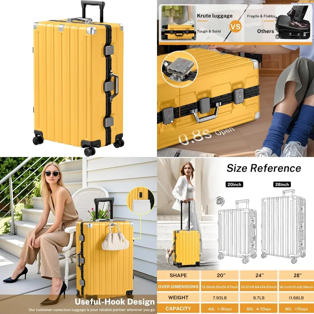 Легкий 28-дюймовый чемодан с алюминиевой рамой с замком TSA, вращающимися колесами, твердым корпусом и без молнии для проверенного багажа
Легкий 28-дюймовый чемодан с алюминиевой рамой с замком TSA, вращающимися колесами, твердым корпусом и без молнии для проверенного багажа