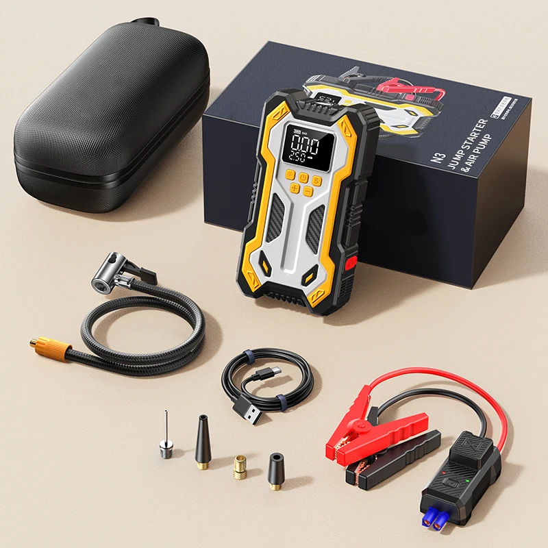 Portable Car Emergency Power Supply, 4-in-1 Multifunctional Tire Inflator, Emergency Light, Power Bank
Portable Car Emergency Power Supply, 4-in-1 Multifunctional Tire Inflator, Emergency Light, Power Bank